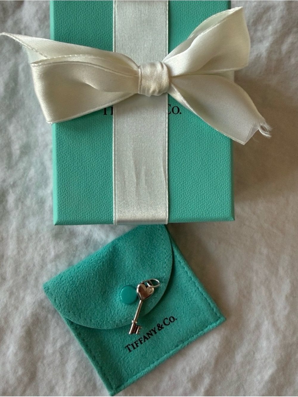 Tiffany & Co. Diamond Heart Key Charm Pendant